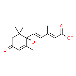 ChemSpider 2D Image | (2E,4E)-5-[(1S)-1-Hydroxy-2,6,6-trimethyl-4-oxo-2-cyclohexen-1-yl]-3-methyl-2,4-pentadienoate | C15H19O4