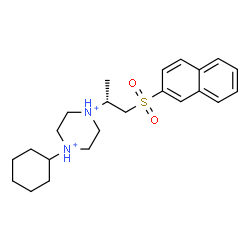 ChemSpider 2D Image | 1-Cyclohexyl-4-[(2R)-1-(2-naphthylsulfonyl)-2-propanyl]piperazinediium | C23H34N2O2S