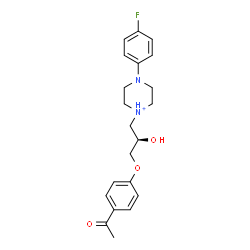 ChemSpider 2D Image | 1-[(2R)-3-(4-Acetylphenoxy)-2-hydroxypropyl]-4-(4-fluorophenyl)piperazin-1-ium | C21H26FN2O3