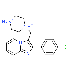 ChemSpider 2D Image | 1-{[2-(4-Chlorophenyl)imidazo[1,2-a]pyridin-3-yl]methyl}piperazinediium | C18H21ClN4