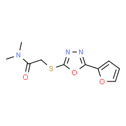 ChemSpider 2D Image | 2-([5-(2-Furyl)-1,3,4-oxadiazol-2-yl]sulfanyl)-N,N-dimethylacetamide | C10H11N3O3S