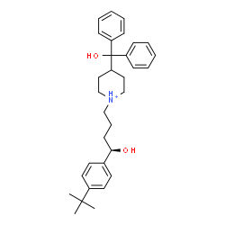 ChemSpider 2D Image | 4-[Hydroxy(diphenyl)methyl]-1-{(4R)-4-hydroxy-4-[4-(2-methyl-2-propanyl)phenyl]butyl}piperidinium | C32H42NO2