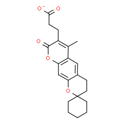 ChemSpider 2D Image | 3-(6'-Methyl-8'-oxo-3',4'-dihydro-8'H-spiro[cyclohexane-1,2'-pyrano[3,2-g]chromen]-7'-yl)propanoate | C21H23O5