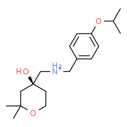 ChemSpider 2D Image | [(4S)-4-Hydroxy-2,2-dimethyltetrahydro-2H-pyran-4-yl]-N-(4-isopropoxybenzyl)methanaminium | C18H30NO3