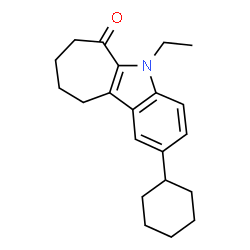 ChemSpider 2D Image | 2-Cyclohexyl-5-ethyl-7,8,9,10-tetrahydro-5H-cyclohepta[b]indol-6-one | C21H27NO