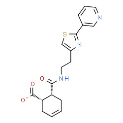 ChemSpider 2D Image | (1S,6R)-6-({2-[2-(3-Pyridinyl)-1,3-thiazol-4-yl]ethyl}carbamoyl)-3-cyclohexene-1-carboxylate | C18H18N3O3S