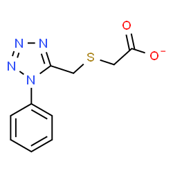 ChemSpider 2D Image | {[(1-phenyl-1H-tetrazol-5-yl)methyl]thio}acetate | C10H9N4O2S