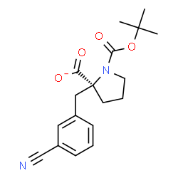 ChemSpider 2D Image | (2S)-2-(3-Cyanobenzyl)-1-{[(2-methyl-2-propanyl)oxy]carbonyl}-2-pyrrolidinecarboxylate | C18H21N2O4