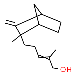 ChemSpider 2D Image | 2-Methyl-5-(2-methyl-3-methylenebicyclo[2.2.1]hept-2-yl)-2-penten-1-ol | C15H24O