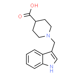 ChemSpider 2D Image | 1-(1H-Indol-3-ylmethyl)-4-piperidinecarboxylic acid | C15H18N2O2