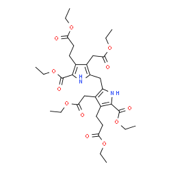 ChemSpider 2D Image | Diethyl 5,5'-methylenebis[4-(2-ethoxy-2-oxoethyl)-3-(3-ethoxy-3-oxopropyl)-1H-pyrrole-2-carboxylate] | C33H46N2O12
