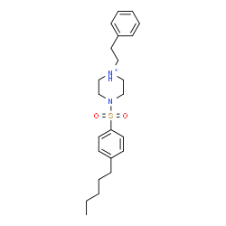 ChemSpider 2D Image | 4-[(4-Pentylphenyl)sulfonyl]-1-(2-phenylethyl)piperazin-1-ium | C23H33N2O2S