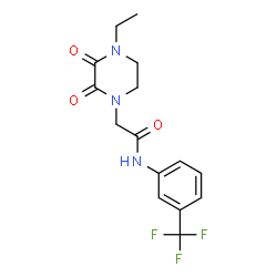 ChemSpider 2D Image | 2-(4-Ethyl-2,3-dioxo-1-piperazinyl)-N-[3-(trifluoromethyl)phenyl]acetamide | C15H16F3N3O3