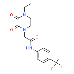 ChemSpider 2D Image | 2-(4-Ethyl-2,3-dioxo-1-piperazinyl)-N-[4-(trifluoromethyl)phenyl]acetamide | C15H16F3N3O3