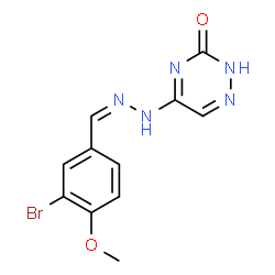 ChemSpider 2D Image | 5-[(2Z)-2-(3-Bromo-4-methoxybenzylidene)hydrazino]-1,2,4-triazin-3(2H)-one | C11H10BrN5O2