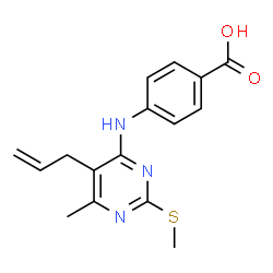 ChemSpider 2D Image | 4-{[5-allyl-6-methyl-2-(methylthio)pyrimidin-4-yl]amino}benzoic acid | C16H17N3O2S