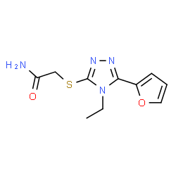 ChemSpider 2D Image | 2-{[4-Ethyl-5-(2-furyl)-4H-1,2,4-triazol-3-yl]sulfanyl}acetamide | C10H12N4O2S