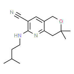 ChemSpider 2D Image | 7,7-Dimethyl-2-[(3-methylbutyl)amino]-7,8-dihydro-5H-pyrano[4,3-b]pyridine-3-carbonitrile | C16H23N3O