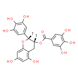 ChemSpider 2D Image | (2S,3S)-5,7-Dihydroxy-2-(3,4,5-trihydroxyphenyl)(2,3-~3~H_2_)-3,4-dihydro-2H-chromen-3-yl 3,4,5-trihydroxybenzoate | C22H16T2O11