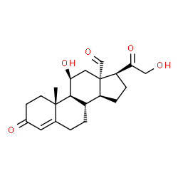 ChemSpider 2D Image | (11beta,13alpha)-11,21-Dihydroxy-3,20-dioxopregn-4-en-18-al | C21H28O5