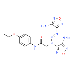 ChemSpider 2D Image | 2-[(2E)-1,3-Bis(4-amino-1,2,5-oxadiazol-3-yl)-2-triazen-1-yl]-N-(4-ethoxyphenyl)acetamide | C14H16N10O4