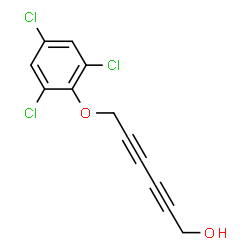 ChemSpider 2D Image | 6-(2,4,6-Trichlorophenoxy)-2,4-hexadiyn-1-ol | C12H7Cl3O2