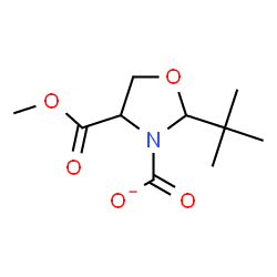 ChemSpider 2D Image | 4-(Methoxycarbonyl)-2-(2-methyl-2-propanyl)-1,3-oxazolidine-3-carboxylate | C10H16NO5