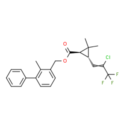 ChemSpider 2D Image | (2-Methyl-3-biphenylyl)methyl (1R,3S)-3-(2-chloro-3,3,3-trifluoro-1-propen-1-yl)-2,2-dimethylcyclopropanecarboxylate | C23H22ClF3O2