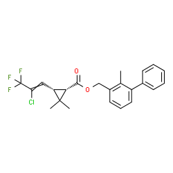 ChemSpider 2D Image | (2-Methyl-3-biphenylyl)methyl (1S,3S)-3-(2-chloro-3,3,3-trifluoro-1-propen-1-yl)-2,2-dimethylcyclopropanecarboxylate | C23H22ClF3O2