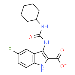 ChemSpider 2D Image | 3-[(Cyclohexylcarbamoyl)amino]-5-fluoro-1H-indole-2-carboxylate | C16H17FN3O3