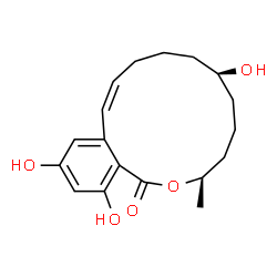 ChemSpider 2D Image | (3R,7R,11Z)-7,14,16-Trihydroxy-3-methyl-3,4,5,6,7,8,9,10-octahydro-1H-2-benzoxacyclotetradecin-1-one | C18H24O5
