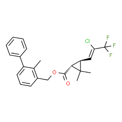 ChemSpider 2D Image | (2-Methyl-3-biphenylyl)methyl (1R,3S)-3-[(1Z)-2-chloro-3,3,3-trifluoro-1-propen-1-yl]-2,2-dimethylcyclopropanecarboxylate | C23H22ClF3O2