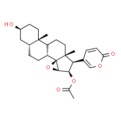ChemSpider 2D Image | (3beta,5beta,9xi,15beta,16beta)-16-Acetoxy-3-hydroxy-14,15-epoxybufa-20,22-dienolide | C26H34O6