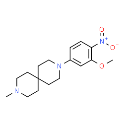ChemSpider 2D Image | 3-(3-Methoxy-4-nitrophenyl)-9-methyl-3,9-diazaspiro[5.5]undecane | C17H25N3O3