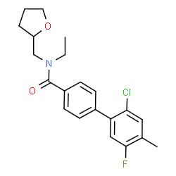 ChemSpider 2D Image | 2'-Chloro-N-ethyl-5'-fluoro-4'-methyl-N-(tetrahydro-2-furanylmethyl)-4-biphenylcarboxamide | C21H23ClFNO2