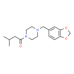 ChemSpider 2D Image | 1-[4-(1,3-Benzodioxol-5-ylmethyl)-1-piperazinyl]-3-methyl-1-butanone | C17H24N2O3