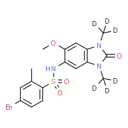 ChemSpider 2D Image | 4-Bromo-N-{6-methoxy-1,3-bis[(~2~H_3_)methyl]-2-oxo-2,3-dihydro-1H-benzimidazol-5-yl}-2-methylbenzenesulfonamide | C17H12D6BrN3O4S