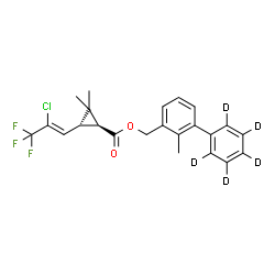 ChemSpider 2D Image | [2-Methyl(2',3',4',5',6'-~2~H_5_)-3-biphenylyl]methyl (1S,3R)-3-[(1Z)-2-chloro-3,3,3-trifluoro-1-propen-1-yl]-2,2-dimethylcyclopropanecarboxylate | C23H17D5ClF3O2