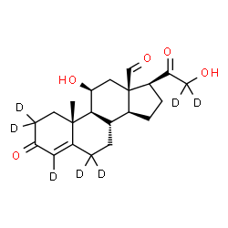 ChemSpider 2D Image | (11beta)-11,21-Dihydroxy-3,20-dioxo(2,2,4,6,6,21,21-~2~H_7_)pregn-4-en-18-al | C21H21D7O5