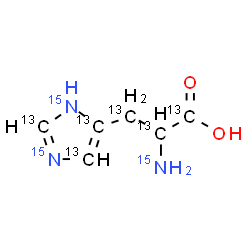 ChemSpider 2D Image | (~13~C_6_,~15~N_3_)Histidine | 13C6H915N3O2