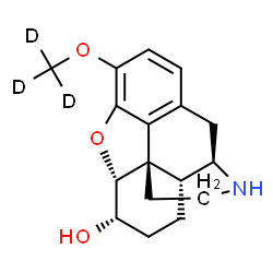 ChemSpider 2D Image | (5alpha,6alpha)-3-[(~2~H_3_)Methyloxy]-4,5-epoxymorphinan-6-ol | C17H18D3NO3