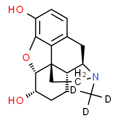ChemSpider 2D Image | (5alpha,6alpha)-17-(~2~H_3_)Methyl-4,5-epoxymorphinan-3,6-diol | C17H18D3NO3