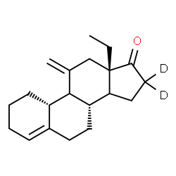 ChemSpider 2D Image | (8S,10R,13S)-13-Ethyl-11-methylene(16,16-~2~H_2_)-1,2,3,6,7,8,9,10,11,12,13,14,15,16-tetradecahydro-17H-cyclopenta[a]phenanthren-17-one (non-preferred name) | C20H26D2O