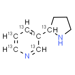 ChemSpider 2D Image | 3-[(2-~13~C)-2-Pyrrolidinyl](~13~C_5_)pyridine | C313C6H12N2