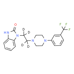 ChemSpider 2D Image | 1-[2-{4-[3-(Trifluoromethyl)phenyl]-1-piperazinyl}(~2~H_4_)ethyl]-1,3-dihydro-2H-benzimidazol-2-one | C20H17D4F3N4O