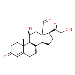 ChemSpider 2D Image | (11beta,13xi)-11,21-Dihydroxy-3,20-dioxopregn-4-en-18-al | C21H28O5