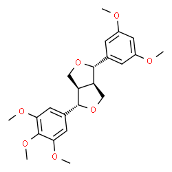 ChemSpider 2D Image | (1S,3aR,4S,6aR)-1-(3,5-Dimethoxyphenyl)-4-(3,4,5-trimethoxyphenyl)tetrahydro-1H,3H-furo[3,4-c]furan | C23H28O7
