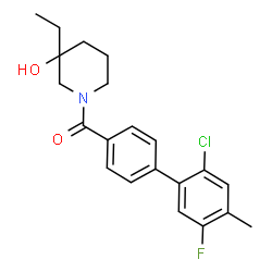 ChemSpider 2D Image | (2'-Chloro-5'-fluoro-4'-methyl-4-biphenylyl)(3-ethyl-3-hydroxy-1-piperidinyl)methanone | C21H23ClFNO2