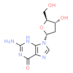 ChemSpider 2D Image | 2-Amino-9-(2-deoxy-alpha-L-erythro-pentofuranosyl)-3,9-dihydro-6H-purin-6-one | C10H13N5O4