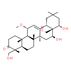 ChemSpider 2D Image | (11alpha,16beta,22alpha)-16,22,23,28-Tetrahydroxy-11-methoxyolean-12-en-3-one | C31H50O6